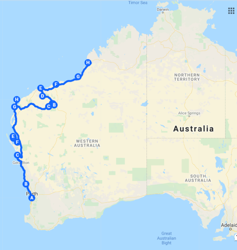 Broome to Perth via Kalbarri Karijini Ningaloo Monkey Mia Tour 10 day Tour via West Coast of Western Australia.