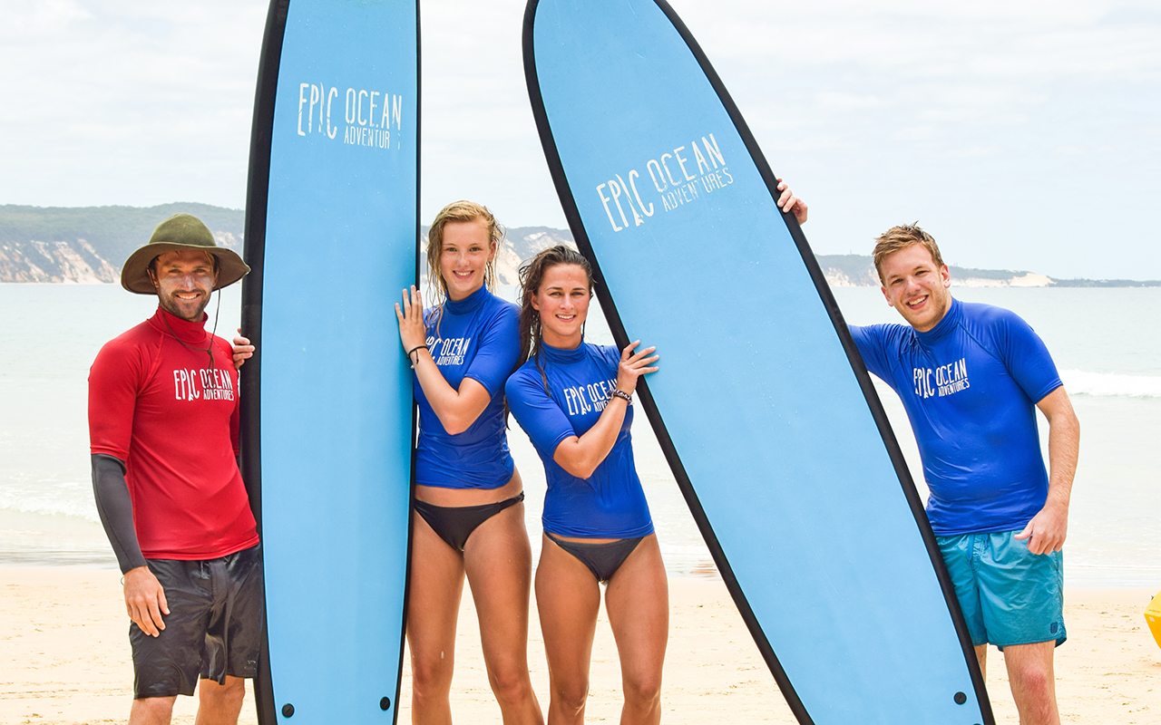 Learn to Surf Australia’s Longest Wave & Beach 4X4 Safari – Noosa Day Trip