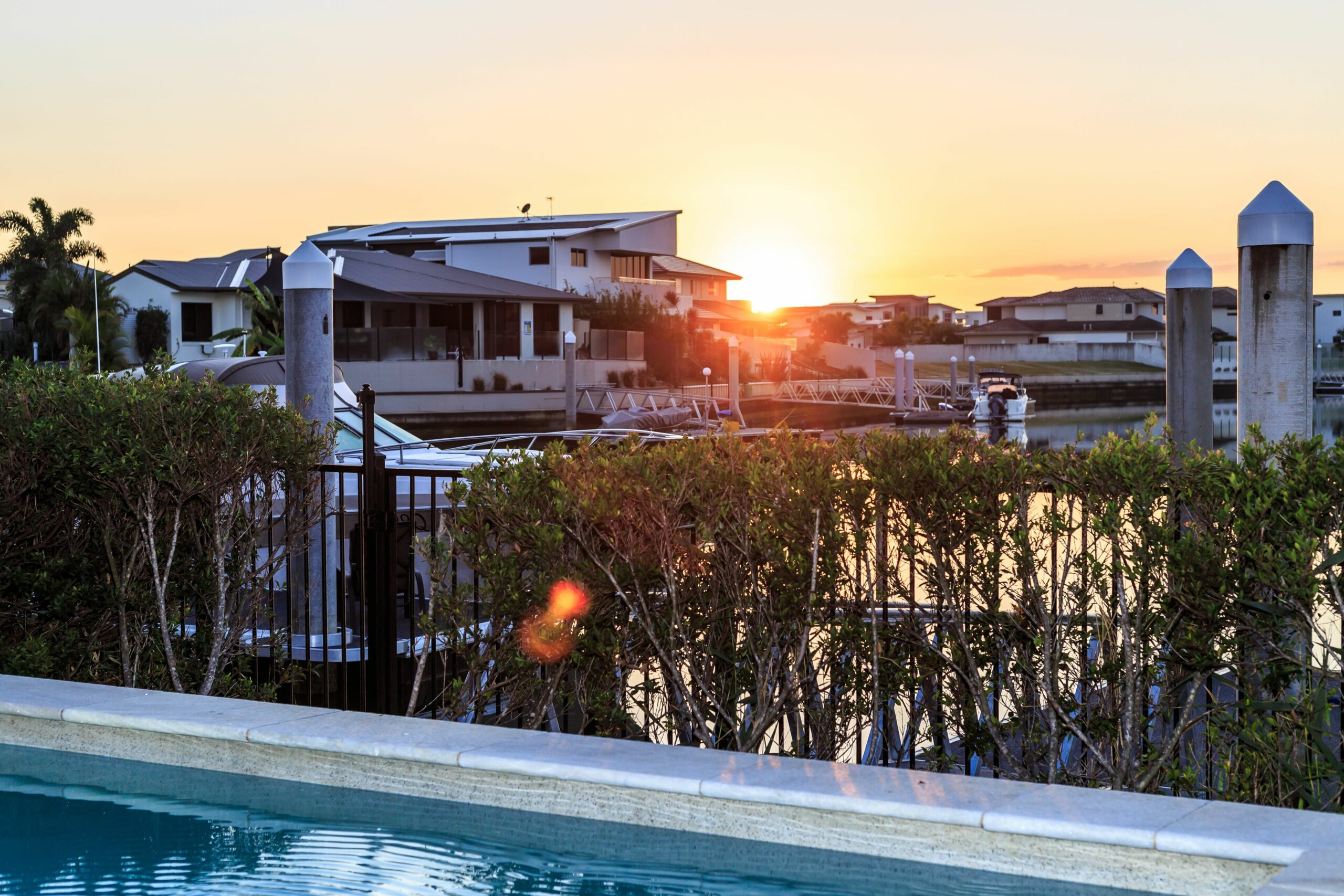 Watch the sunrise over the water from your back deck