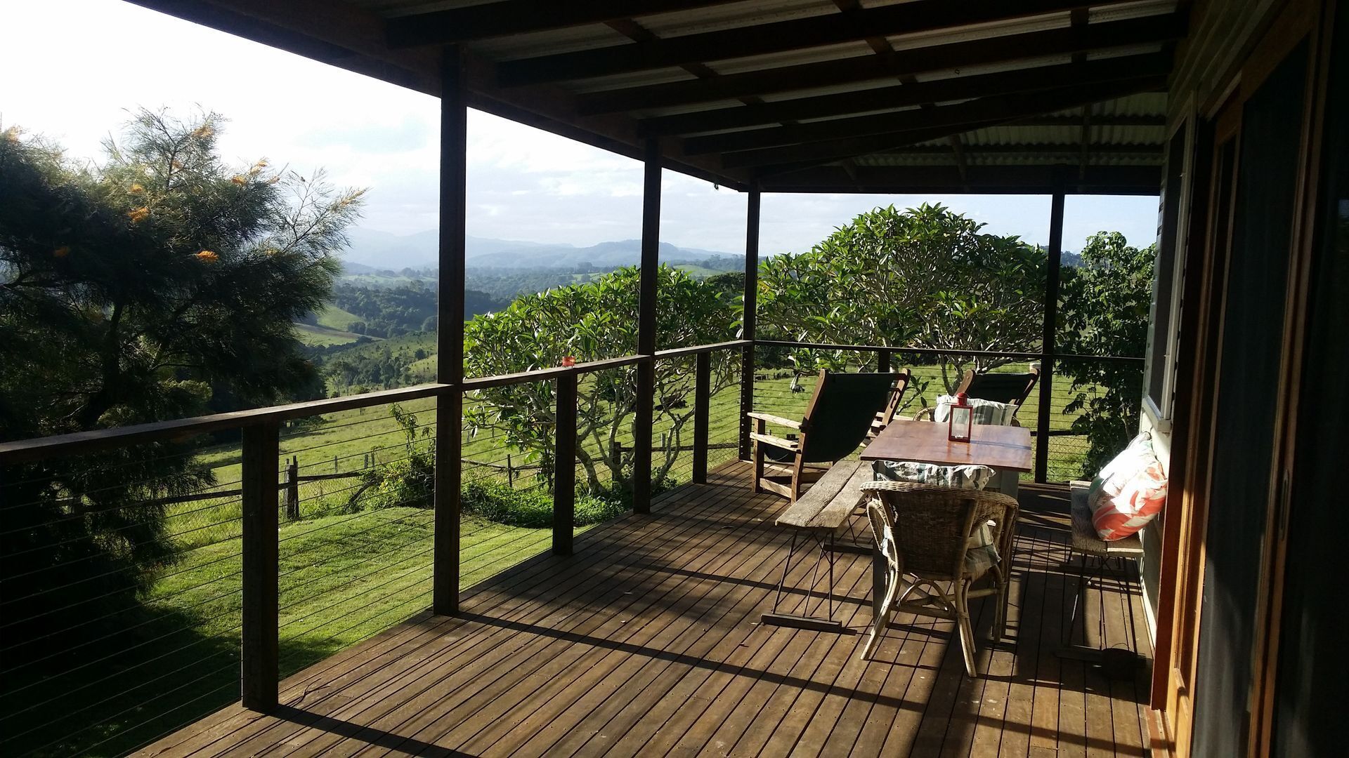 Nightcap Cottage - glorious view over farmland to hills