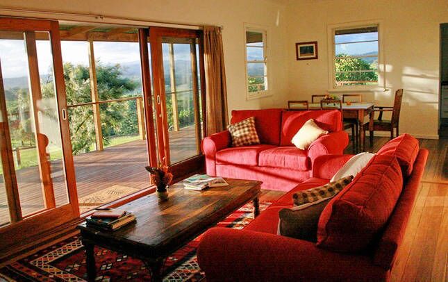 Nightcap Cottage - glorious view over farmland to hills