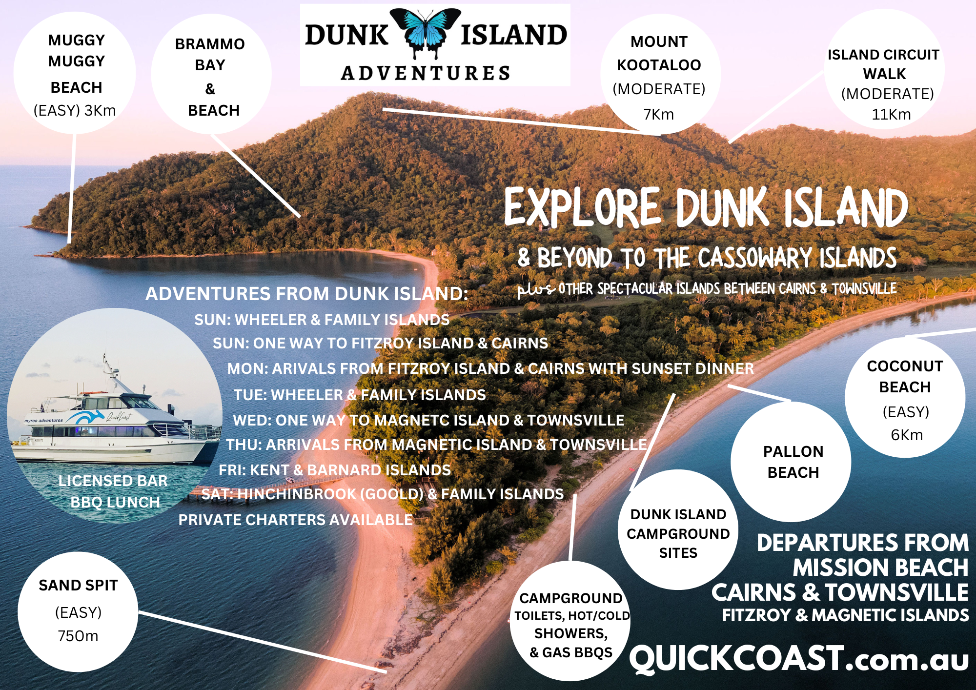 Dunk Island Adventures | Captains Club | Mission Beach Day Return | 9.00am