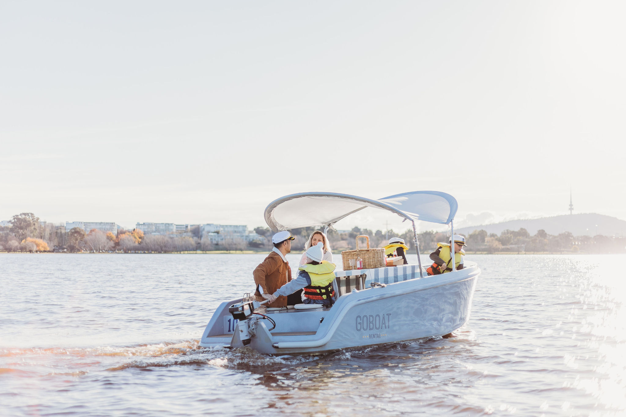 GoBoat Canberra - 3 Hour Electric Picnic Boat Hire (up to 8 people)