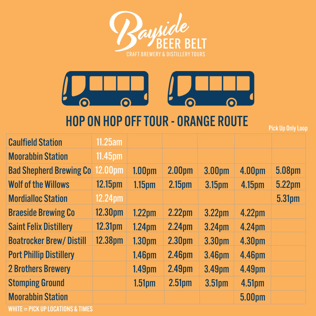 Hop On Hop Off Brewery & Distillery Tour – Orange Route