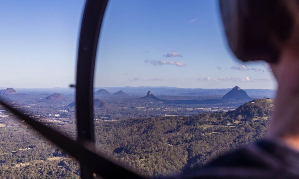 Glasshouse Mountains and Bribie Island Heli Flight - For 2