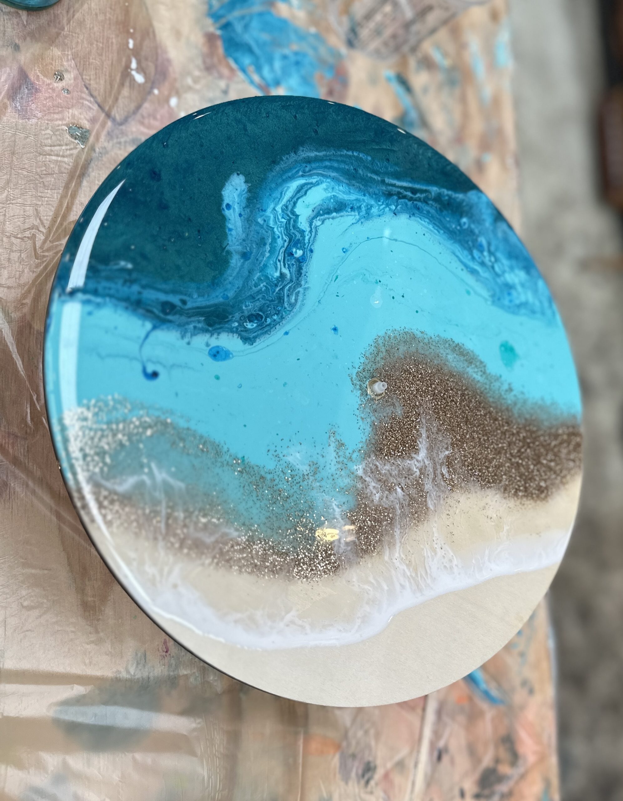 Resin Clock and 4 Coasters