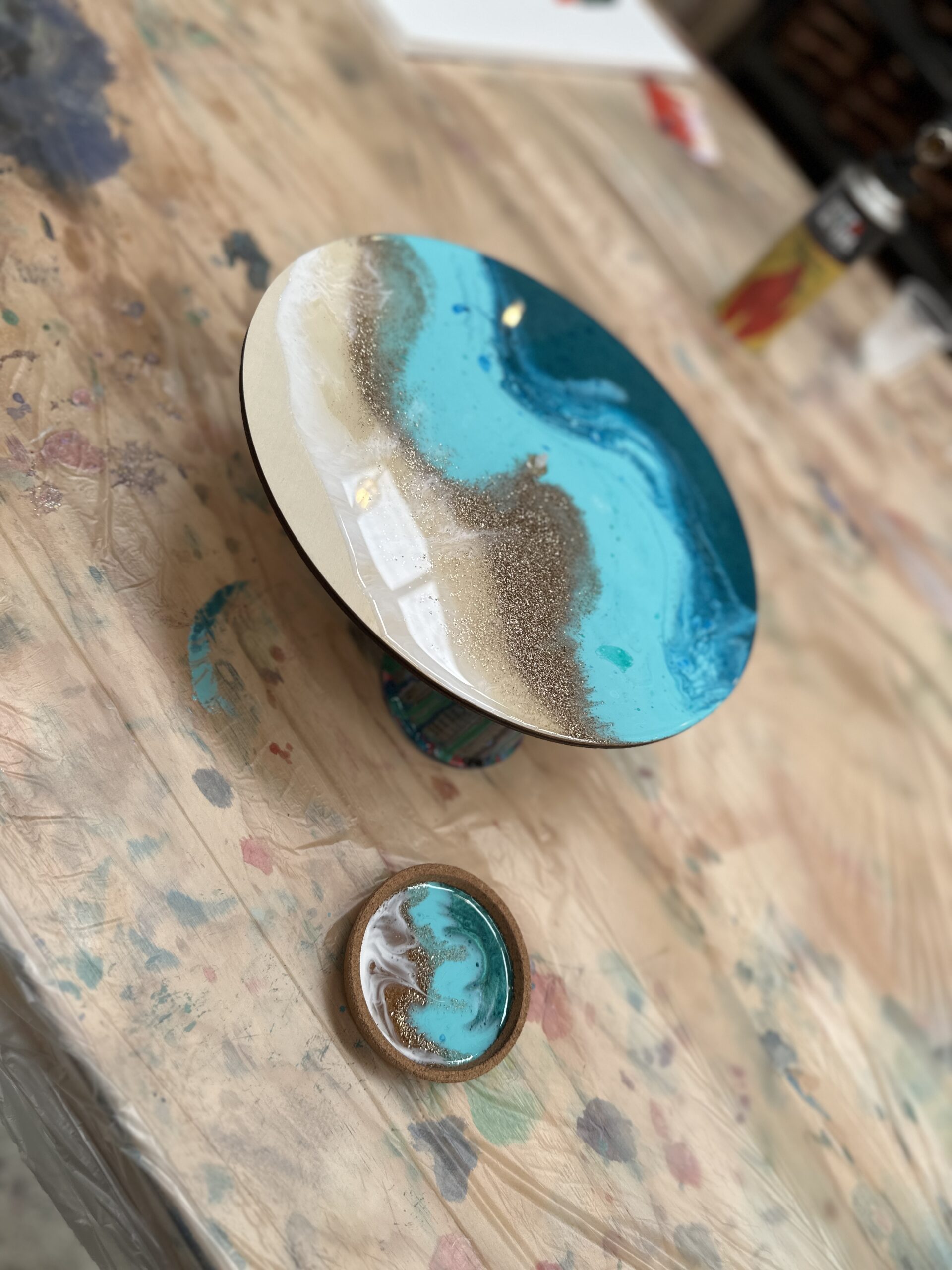 Resin Clock and 4 Coasters