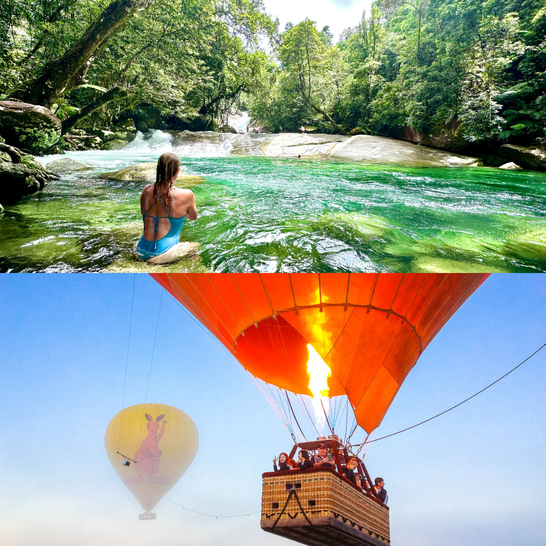 Cairns Classic Hot Air Balloon flight with Splash and Slide Waterfalls tour