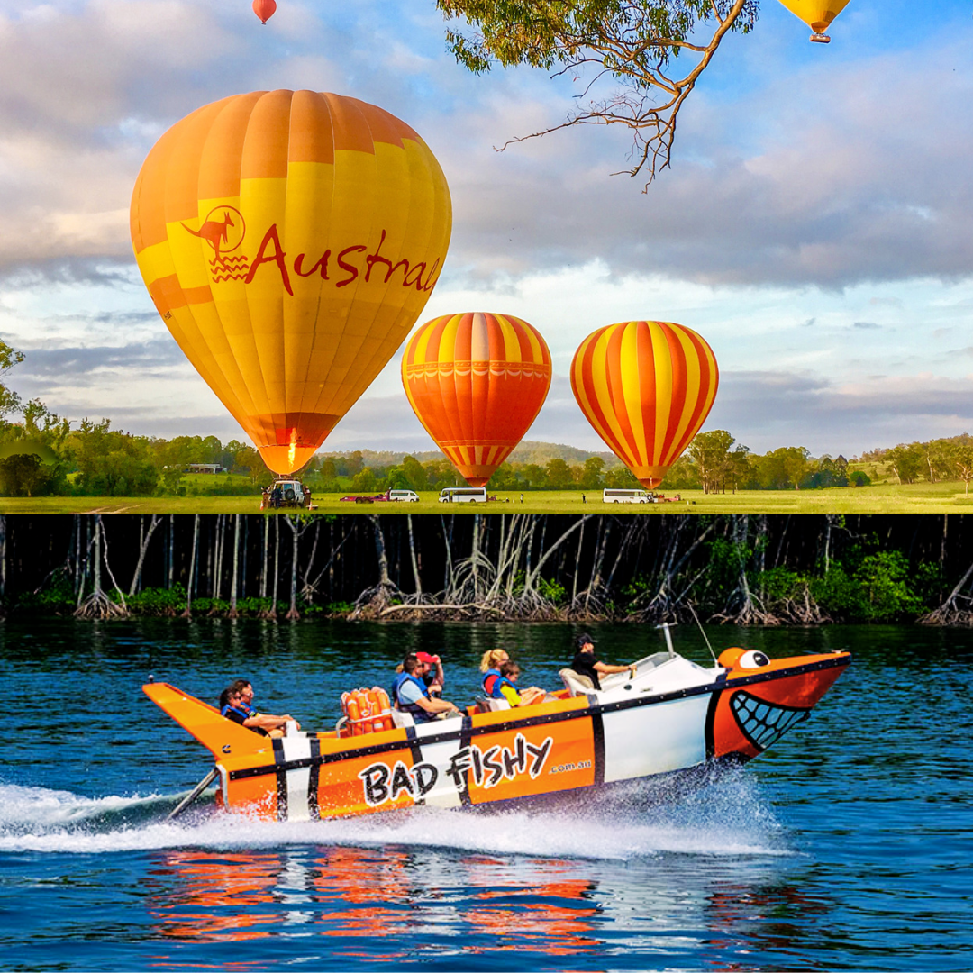 Cairns Classic Hot Air  Balloon flight with Bad Fishy Jetboating