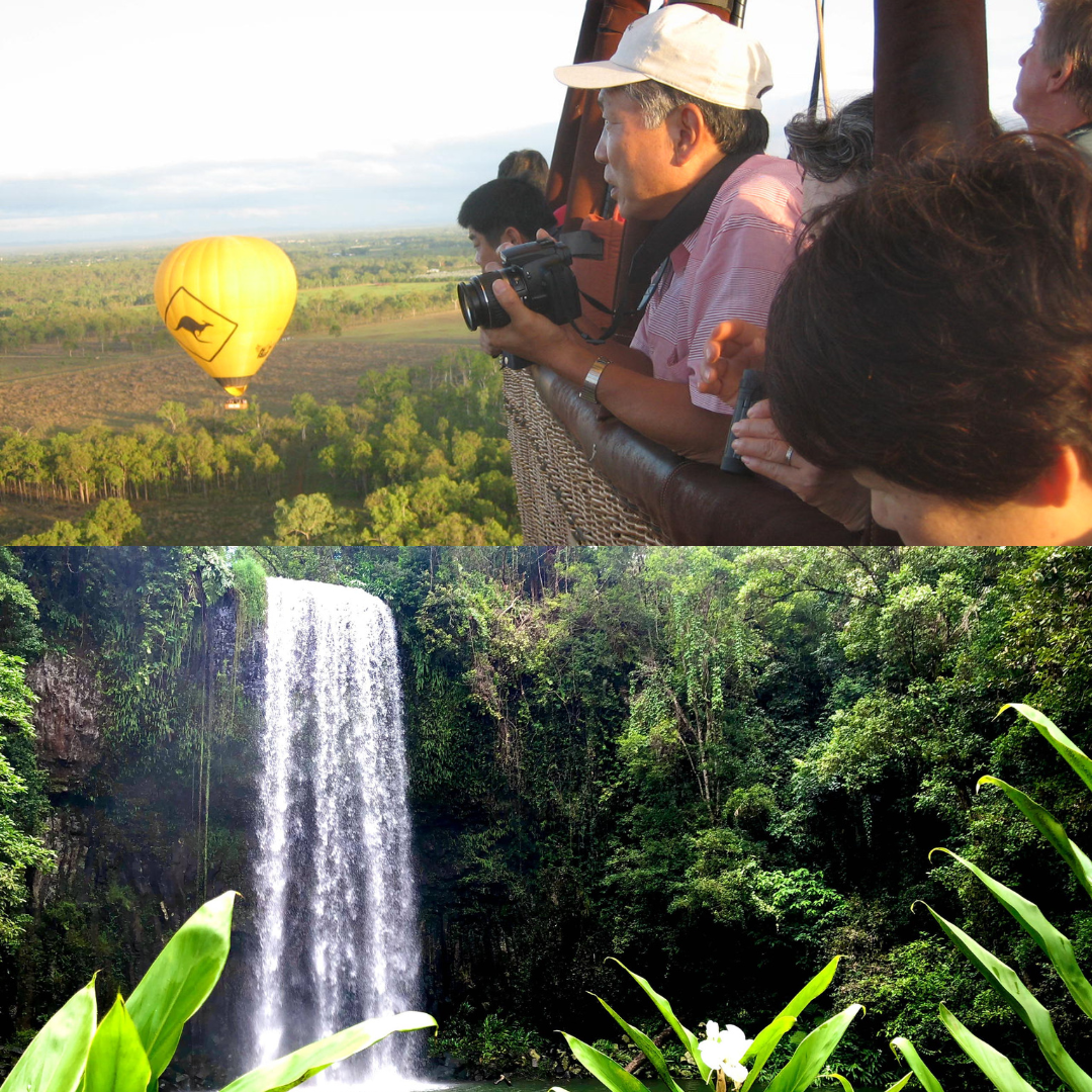 Cairns Classic Hot Air Balloon flight with Splash and Slide Waterfalls tour