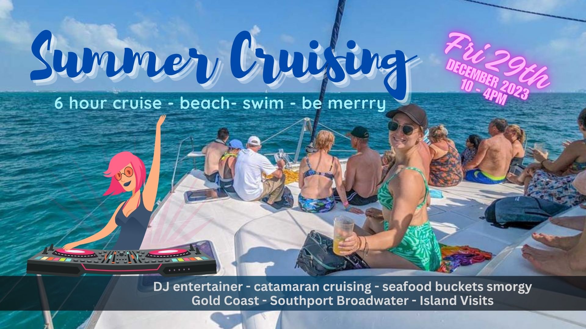 Gold Coast Summer Catamaran Cruise with DJ