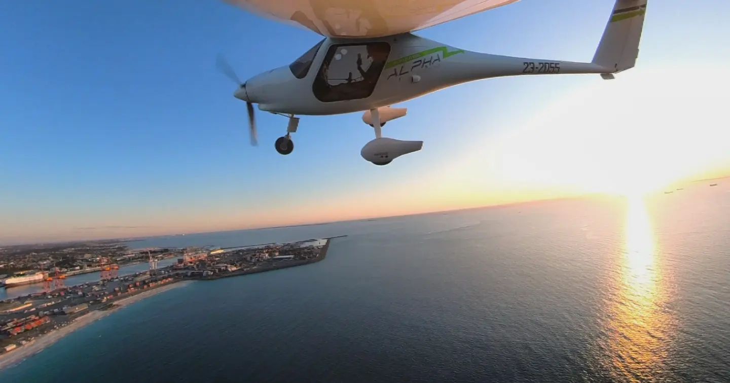 Electric Plane trial experience flight lesson over Mandurah Rivers and Beaches